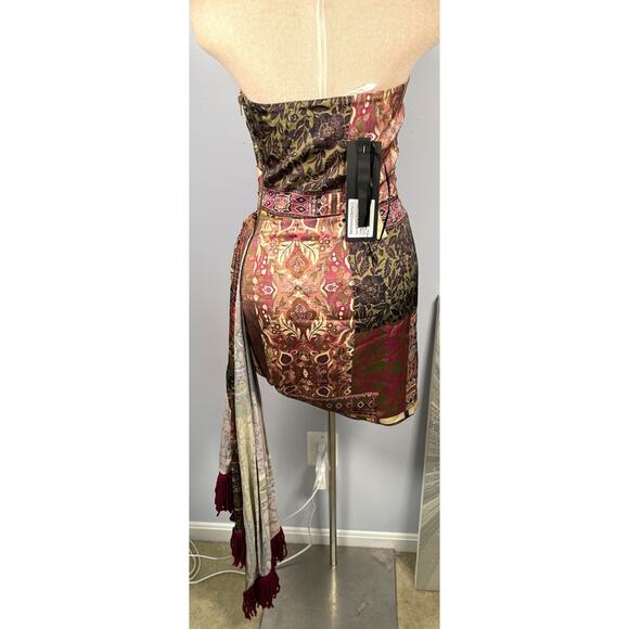 Bronx and Banco Selma Strapless Ruched Draped Fringe Mini Dress Size Small - Picture 7 of 10